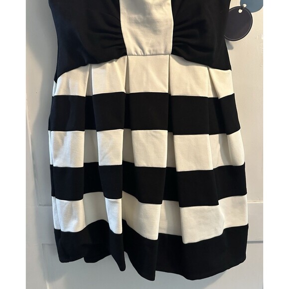 Anthropologie Eva Franco Black Cream/White Stripe Fit & Flair Dress Size 12 USA - Picture 2 of 6